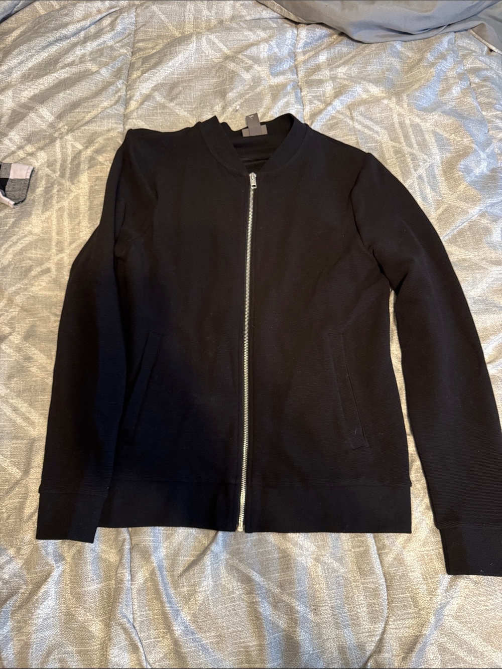 H&M Black Zip-Front lightBomber Jacket